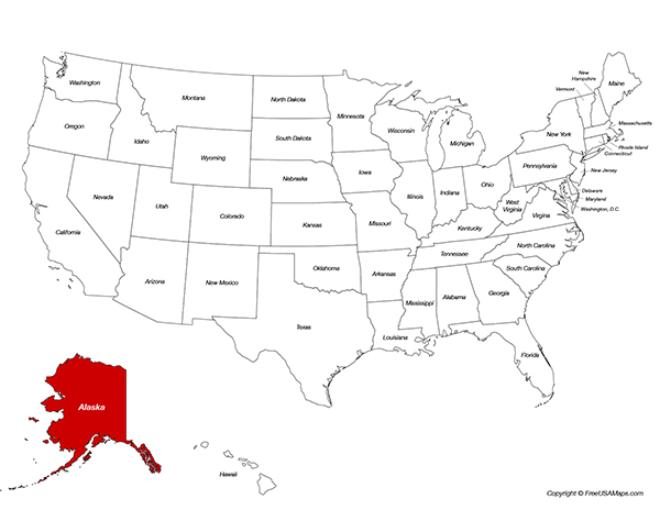 Printable Map of Alaska with Cities - Alaska Location On The Us Map