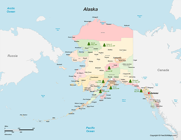 Printable Map of Alaska with Counties - Alaska With Counties And Cities 