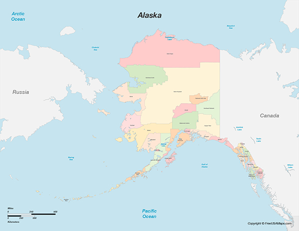 Printable Map of Alaska with Counties - Alaska With Counties