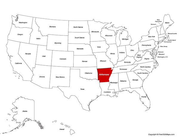 Arkansas Location on the US Map