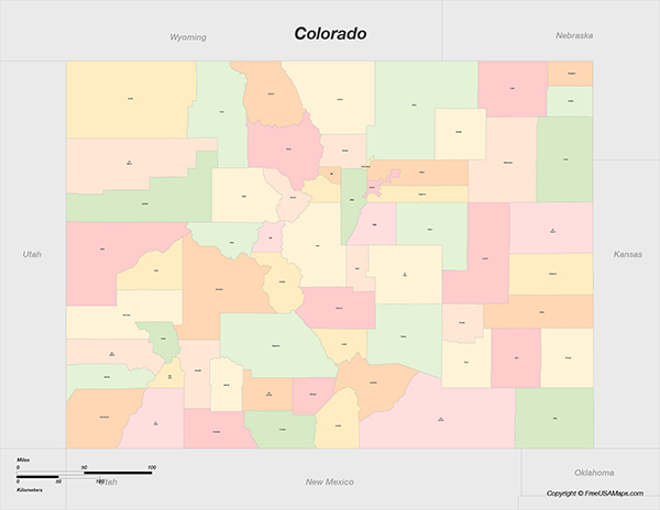 Printable Map of Colorado with Counties and Cities | Free USA Maps