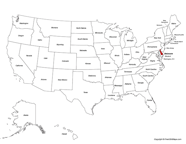 Delaware Location on the US Map
