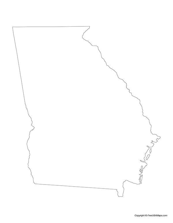 Printable Map of Georgia with Counties - Georgia State Outline 