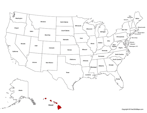 Hawaii Location on the US Map