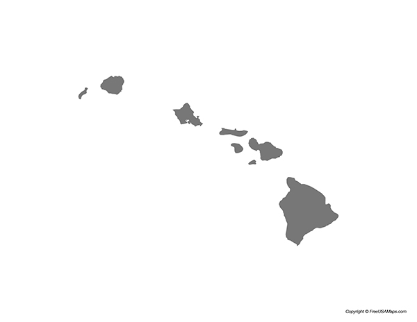 Free Printable State Maps of Hawaii - Hawaii State Shape 