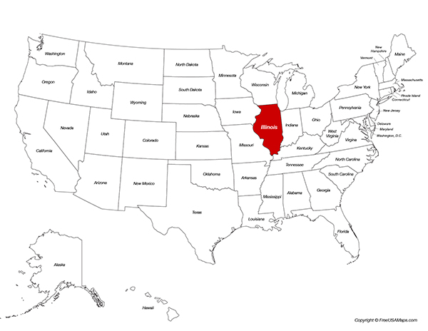 Illinois Location on the US Map