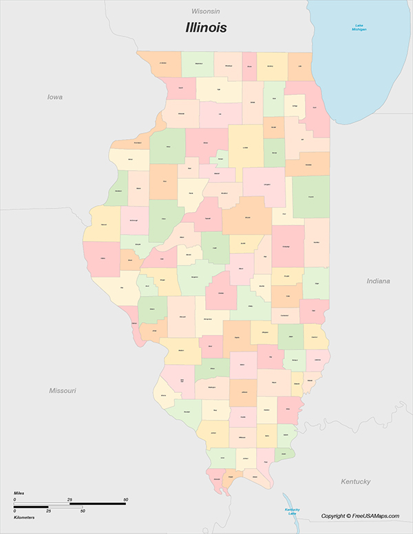 Illinois with Counties
