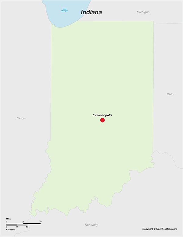 Free Printable State Maps of Indiana - Indiana With Capital