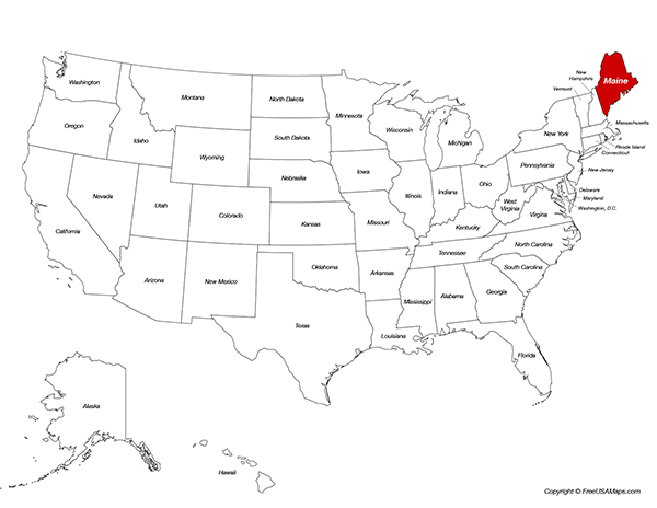 Maine Location on the US Map