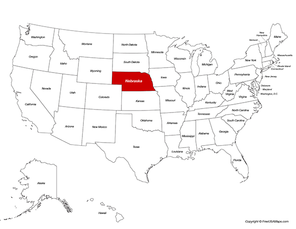 Nebraska Location on the US Map