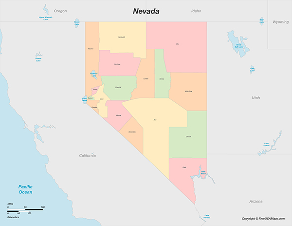 Nevada with Counties