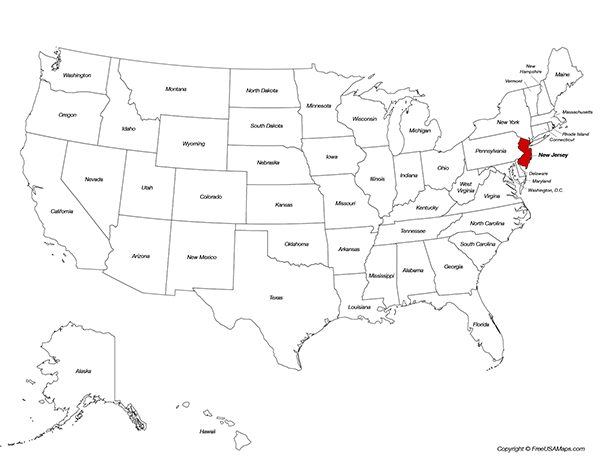 New Jersey Location on the US Map