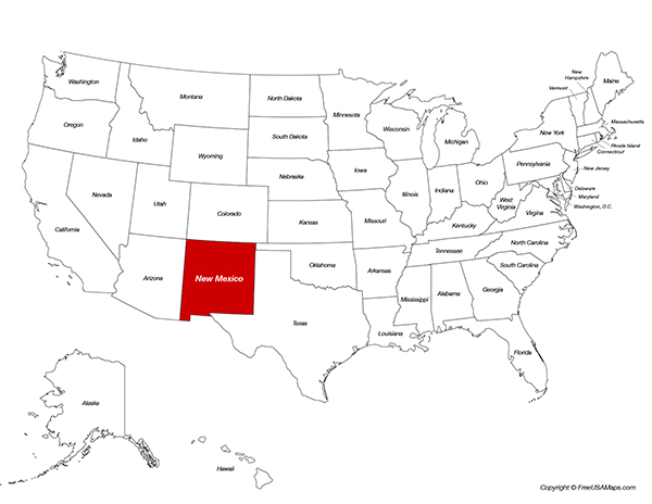 New Mexico Location on the US Map