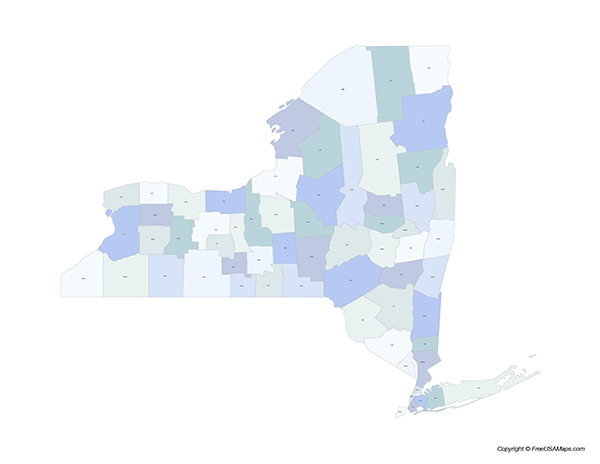 Free Printable State Maps of New - New York With Counties On White