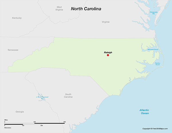 Printable Map of North Carolina - North Carolina With Capital