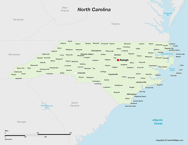 North Carolina with Cities
