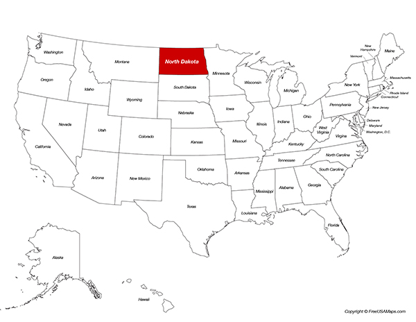 North Dakota Location on the US Map