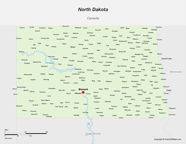 North Dakota with Cities