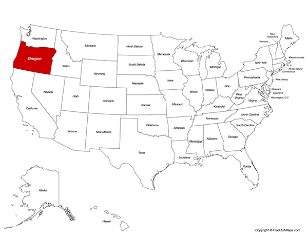 Free Printable State Maps Of Oregon Free USA Maps Oregon Location On The Us Map