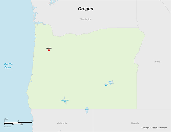 Free Printable State Maps of Oregon - Oregon With Capital 