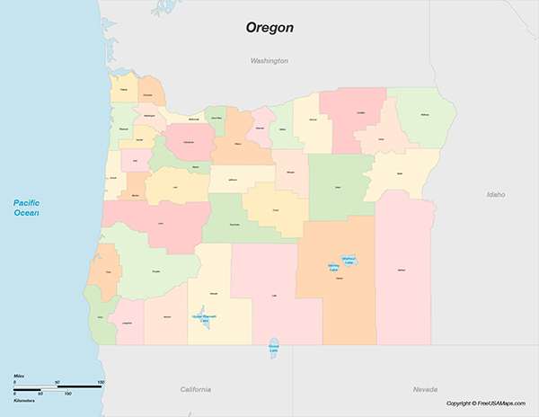 Printable Map of Oregon with Cities - Oregon With Counties 