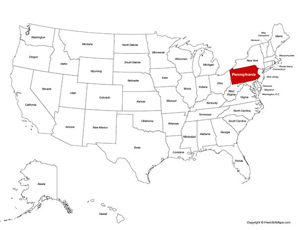 Pennsylvania Location on the US Map