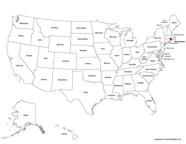 Rhode Island Location on the US Map