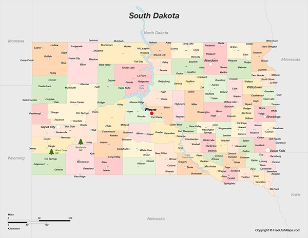 Free Printable State Maps Of South Dakota Free USA Maps South Dakota With Counties And Cities