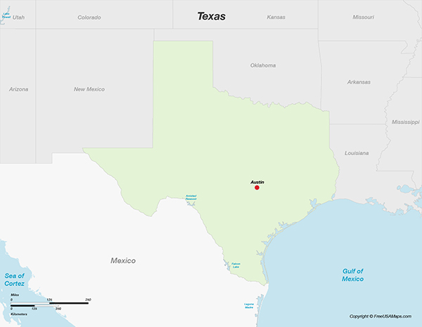Free Printable State Maps of Texas - Texas With Capital