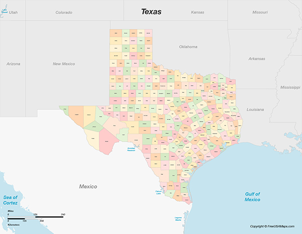 Free Printable State Maps of Texas - Texas With Counties