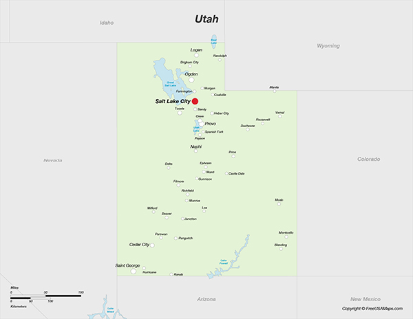 Printable Map of Utah with Counties and Cities | Free USA Maps