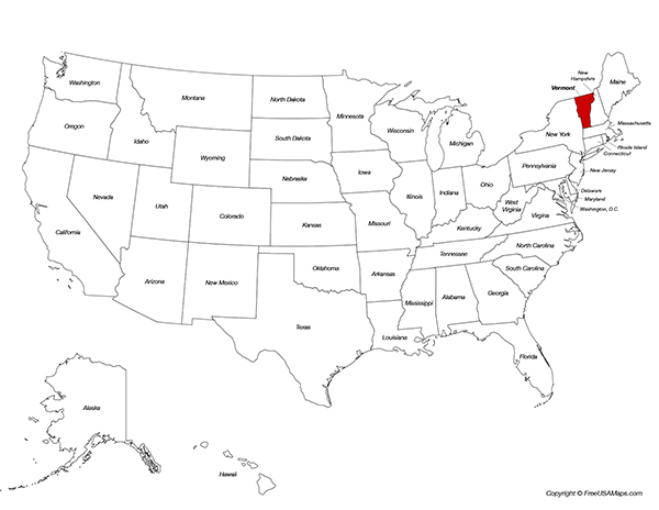 Vermont Location on the US Map