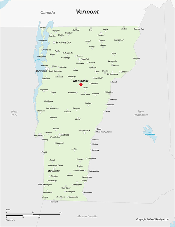 Vermont with Cities
