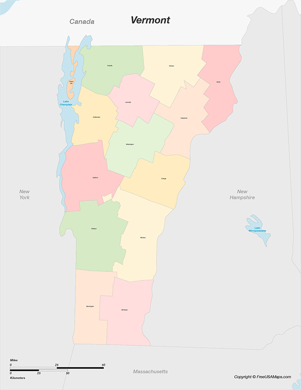 Vermont with Counties