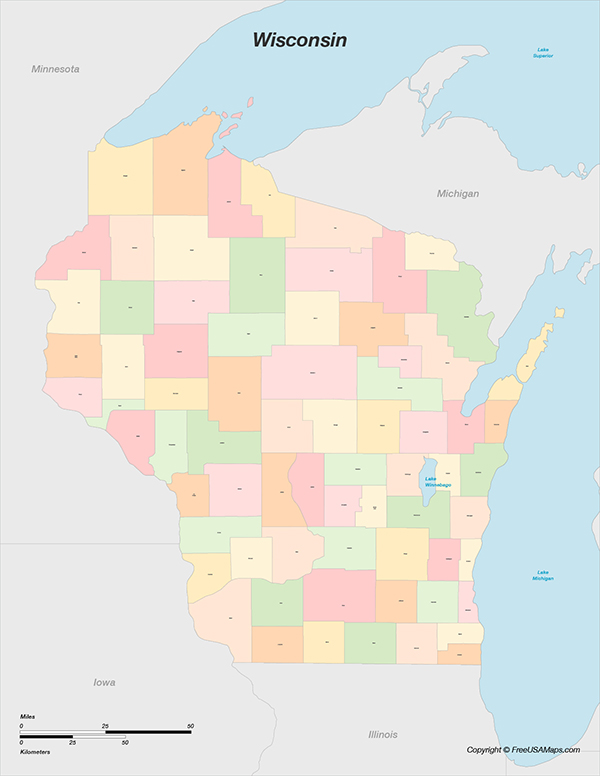 Wisconsin with Counties