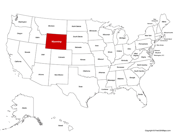 Wyoming Location on the US Map