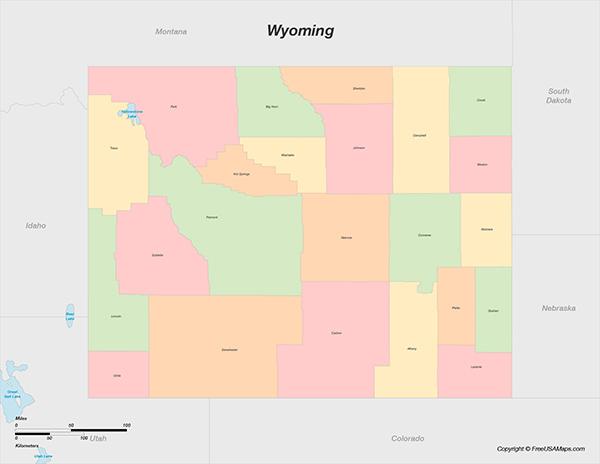 Printable Map of Wyoming with Cities - Wyoming With Counties 